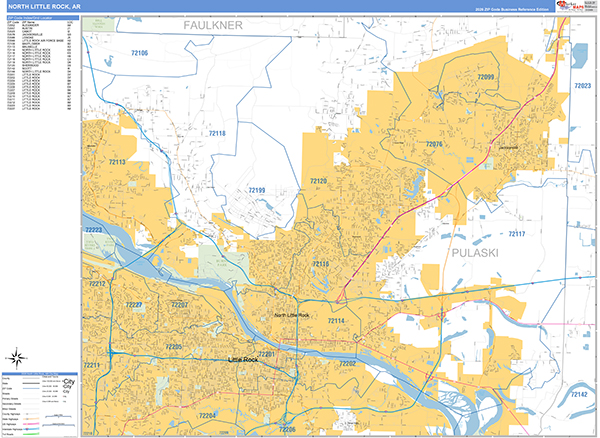 North Little Rock Zip Code Wall Map